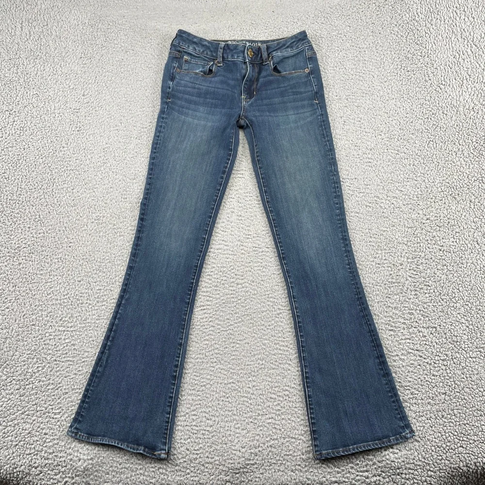 American Eagle Jeans Womens 4 Blue Skinny Kick 360 Super Stretch Denim Flare